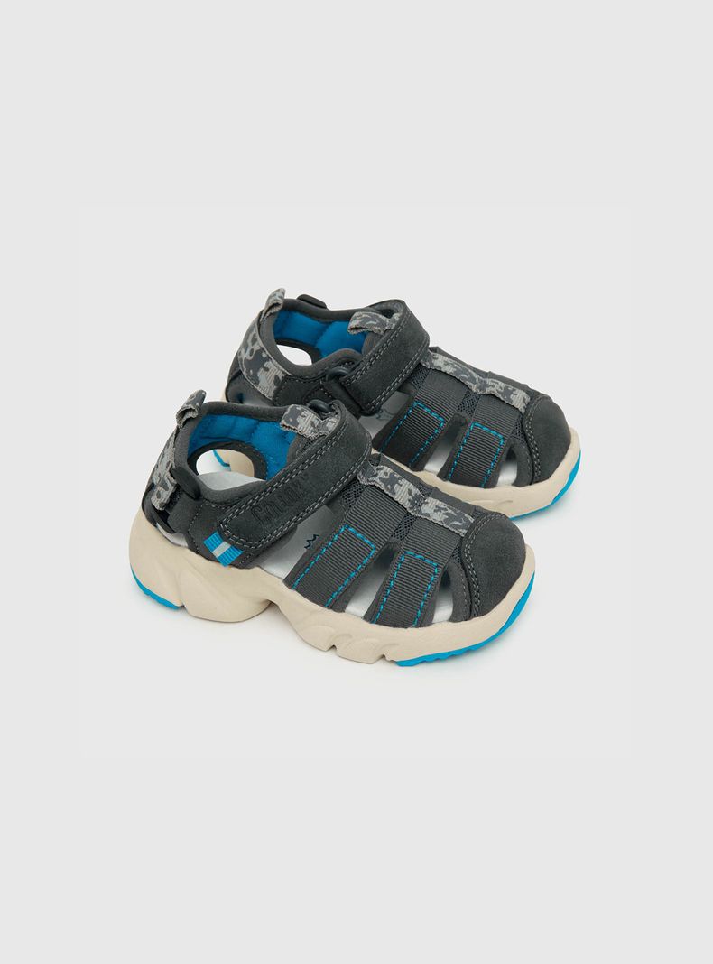 Sandalia De Niño Straps Chunky Gris (21 A 27) Colloky-0