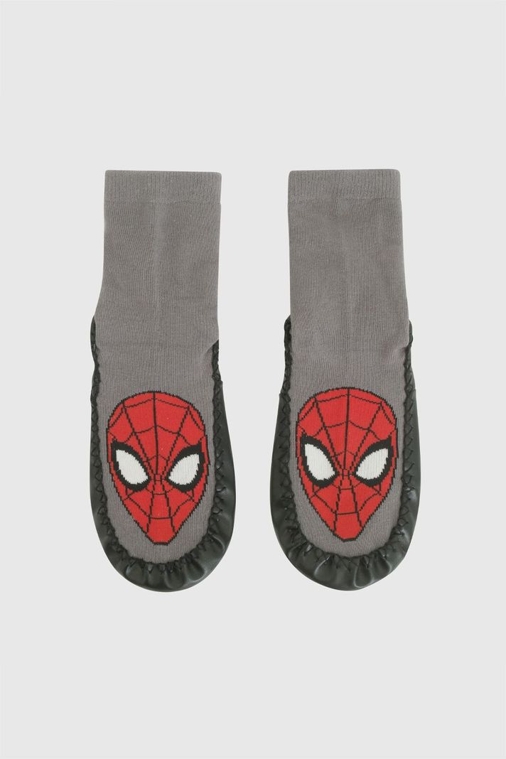 Calcetin Antideslizante Spiderman Gris Nino 3/4A a 9/12A Colloky