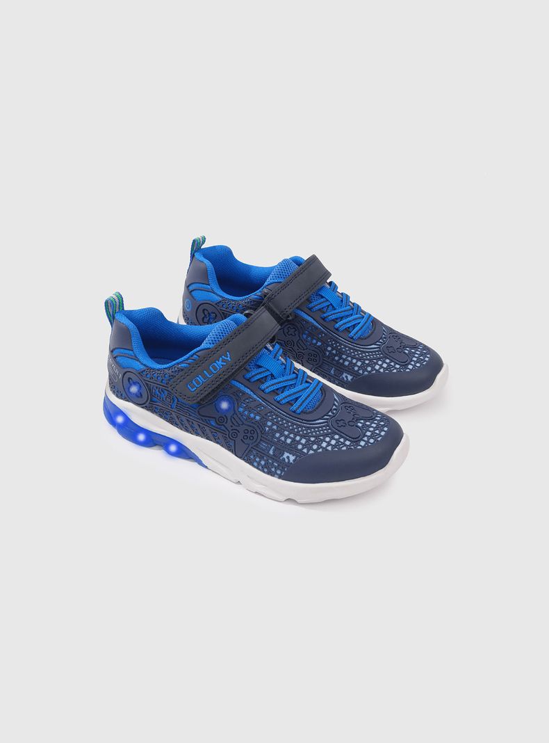 Zapatilla Luces Niño Azul 53875 Colloky-0