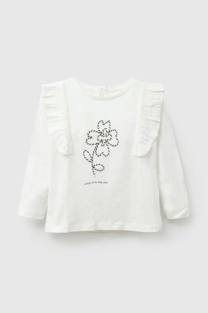 Polera manga larga vuelos nina blanco 6-9M a 4-5A 3-4 anos