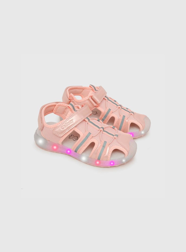 Sandalia Con Luces De Niña Rosado (28 A 33) Colloky-0