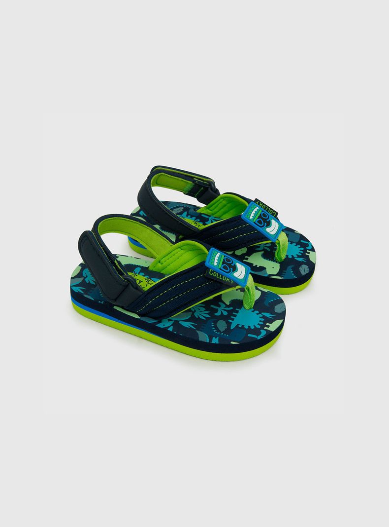 Hawaiana De Niño Velcro Corto Azul (21 A 27) Colloky-0