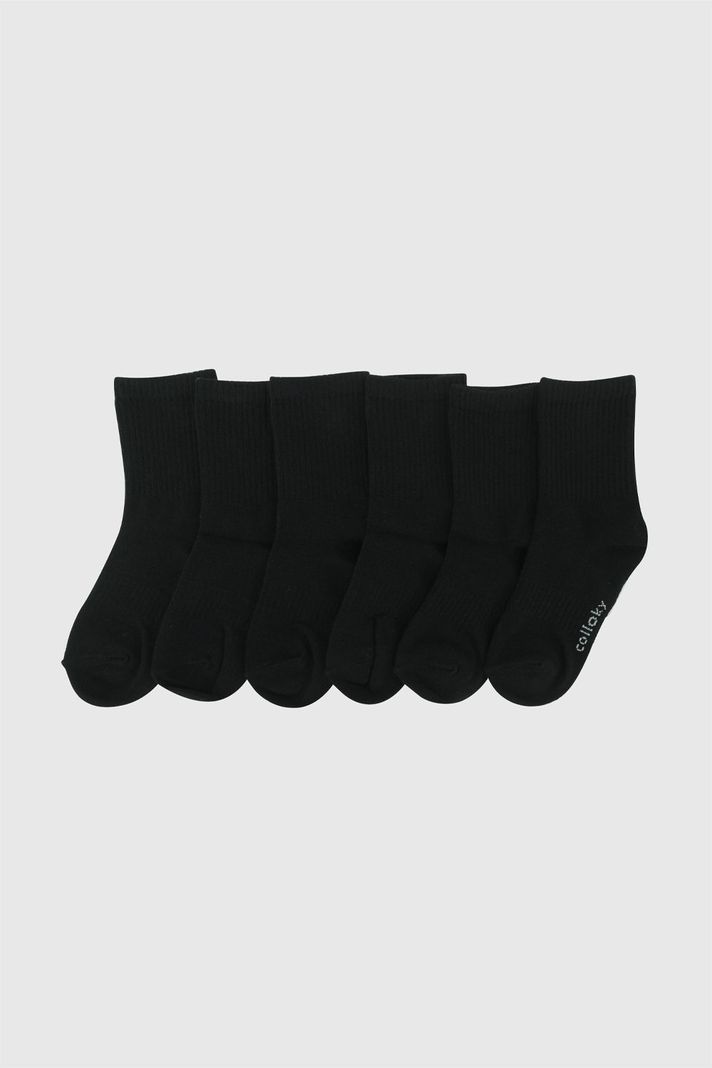 Pack 6 Calcetin 3/4 Punto Suave Y Resistente Negro Nino 3/4A a 9/12A Colloky