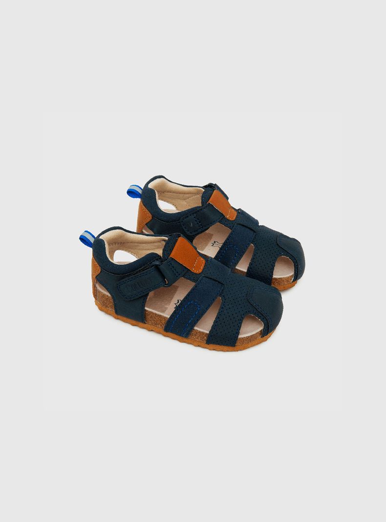 Sandalia De Niño Velcro Corto Azul (21 A 27) Colloky-0