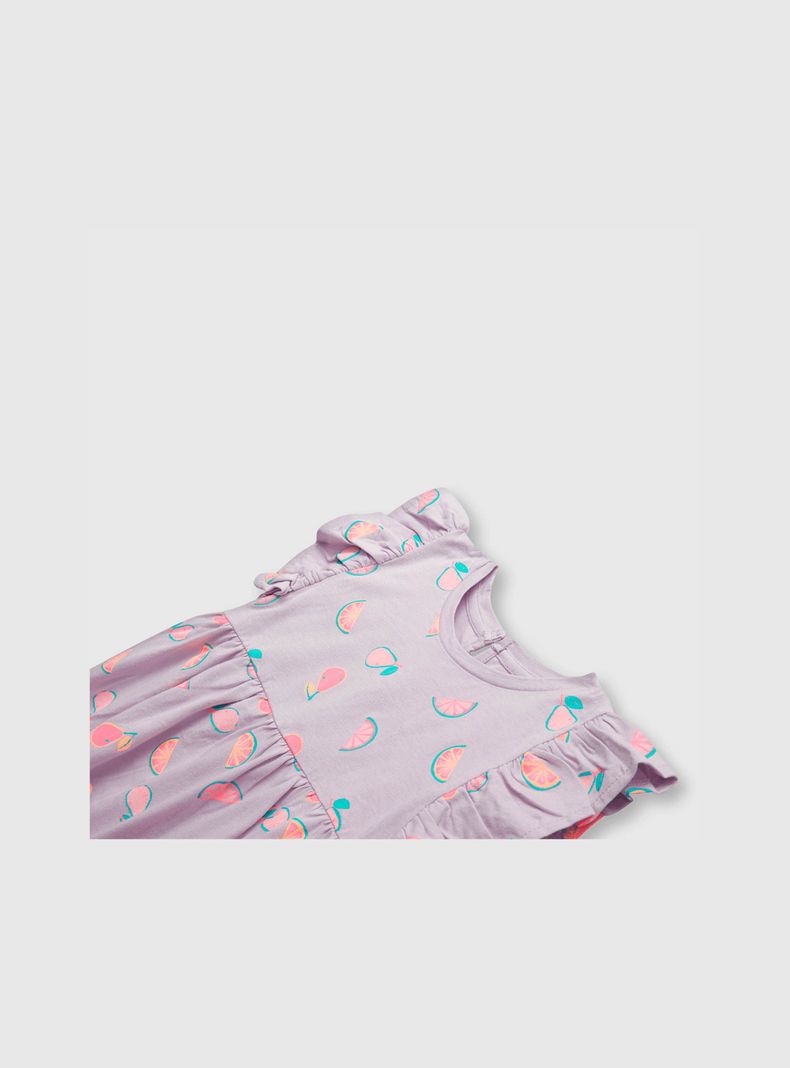 Vestido De Bebe Niña Estampado Lila (3 A 36 Meses) Colloky-2