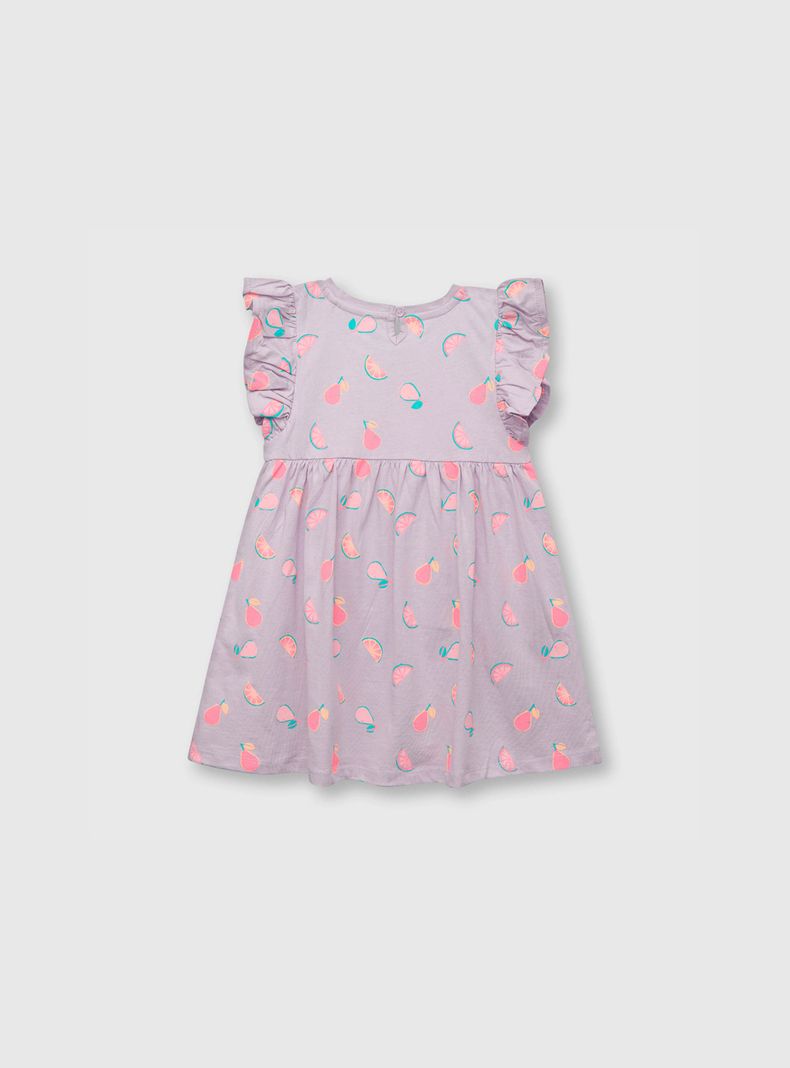 Vestido De Bebe Niña Estampado Lila (3 A 36 Meses) Colloky-1