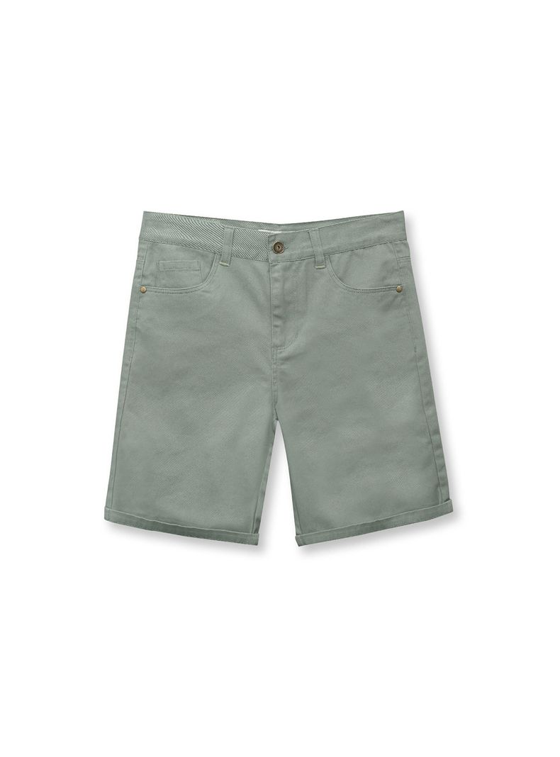 Bermuda De Niño Gabardina Verde Olivo (2 A 12 Años) Colloky-0