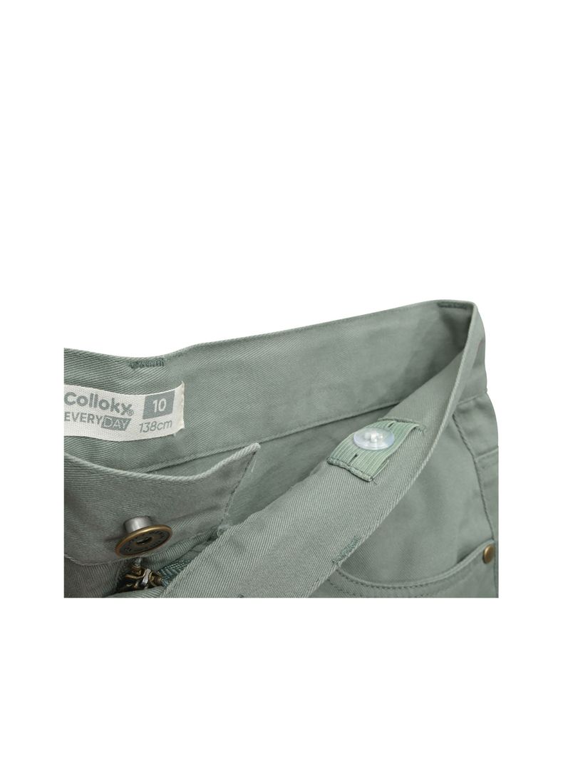 Bermuda De Niño Gabardina Verde Olivo (2 A 12 Años) Colloky-2