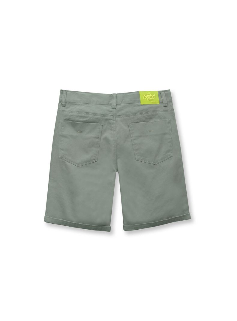 Bermuda De Niño Gabardina Verde Olivo (2 A 12 Años) Colloky-1