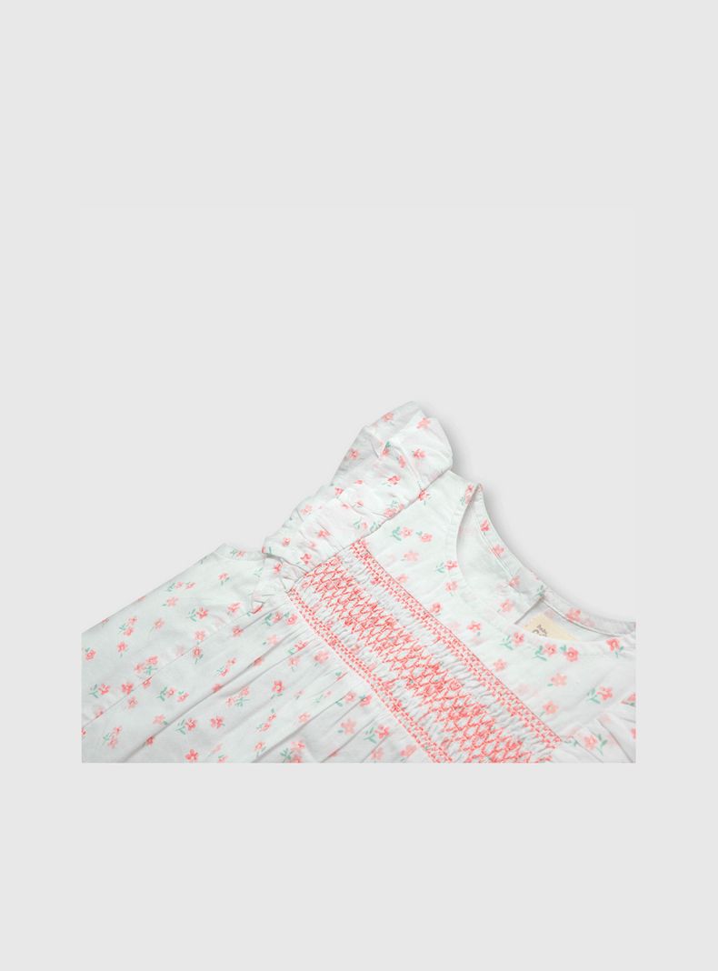 Vestido Bebe Niña Flores Blanco (3 A 36 Meses) Colloky-2
