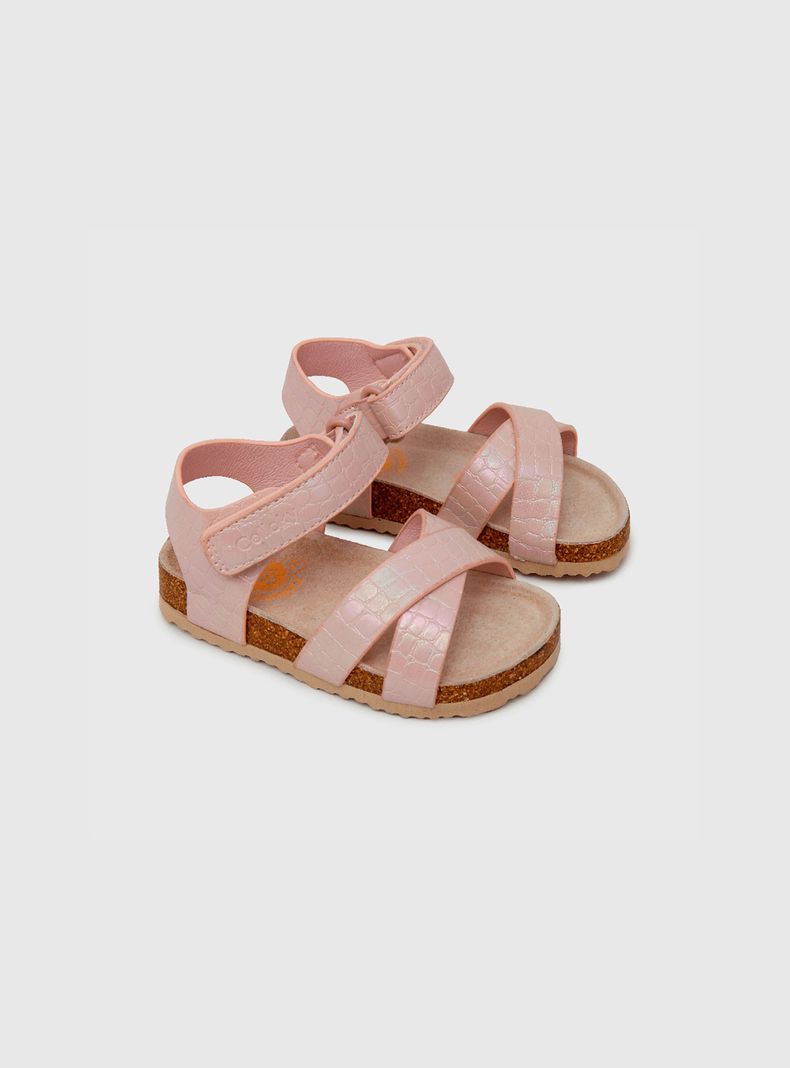 Sandalia De Niña Velcro Rosado (21 A 27) Colloky-0