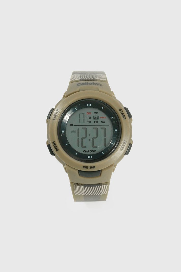 Reloj Digital con Cuadrillé Verde