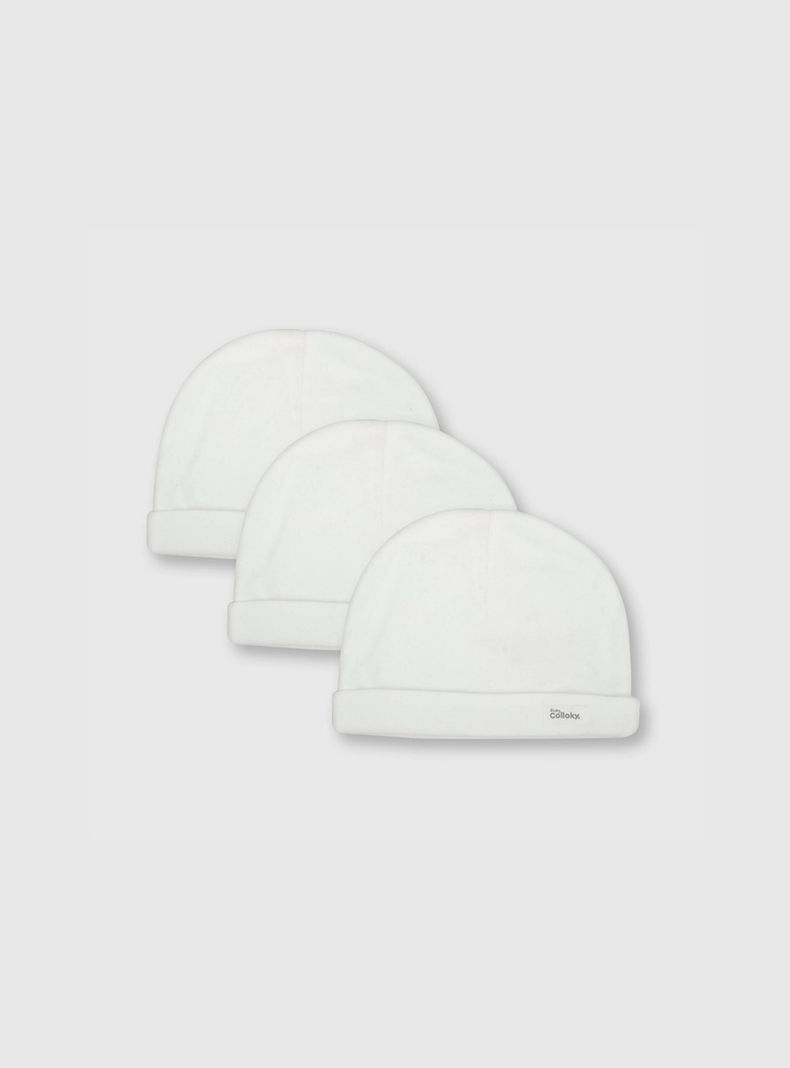 Gorro Bebé Unisex 3 Pack Blanco (Talla Única) Colloky-0