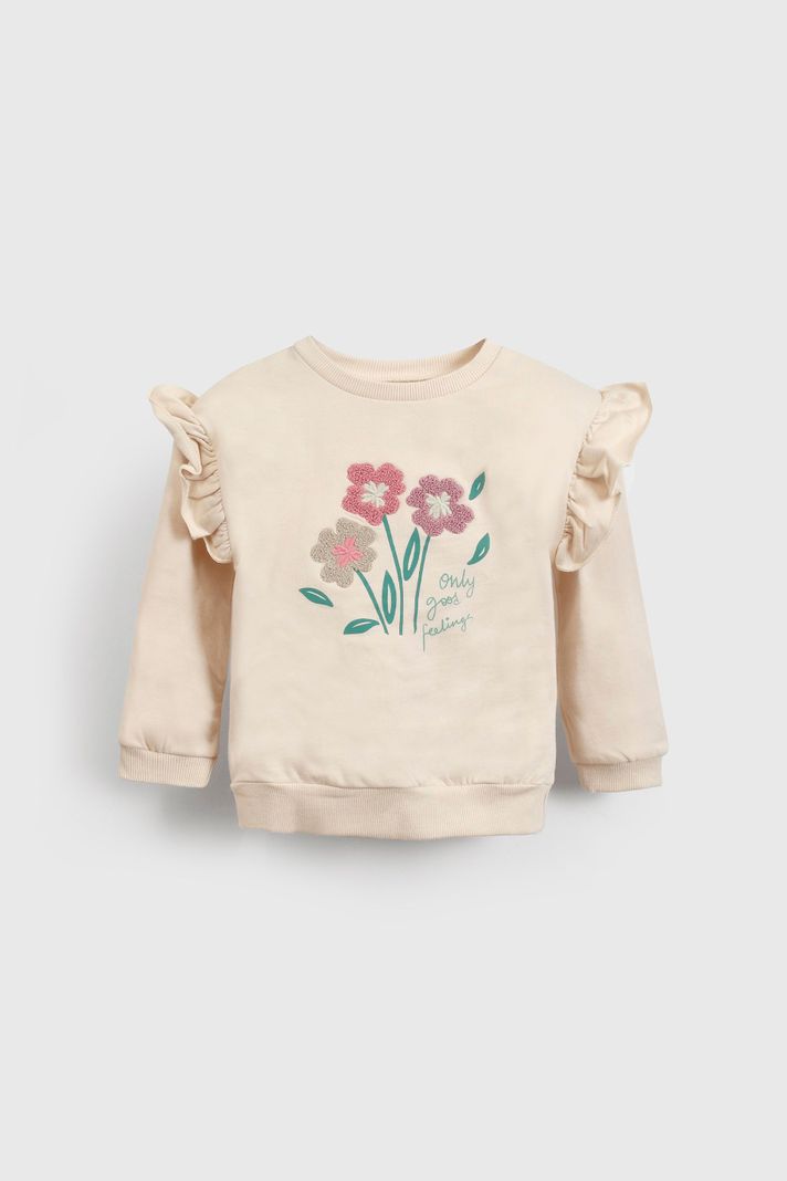 Polerón Bordado Beige Flores