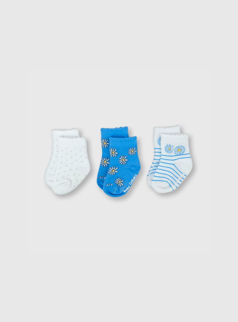 Calcetin De Bebe Niña 3 Pack Celeste (0 A 2 Años) -0