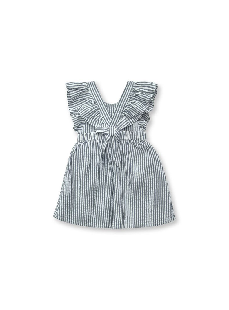 Vestido De Bebé Niña Listado Azul (3 A 36 Meses) Colloky-1