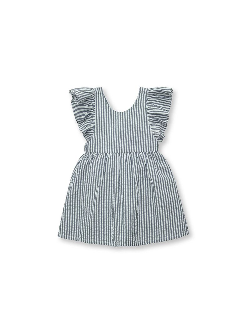 Vestido De Bebé Niña Listado Azul (3 A 36 Meses) Colloky-0