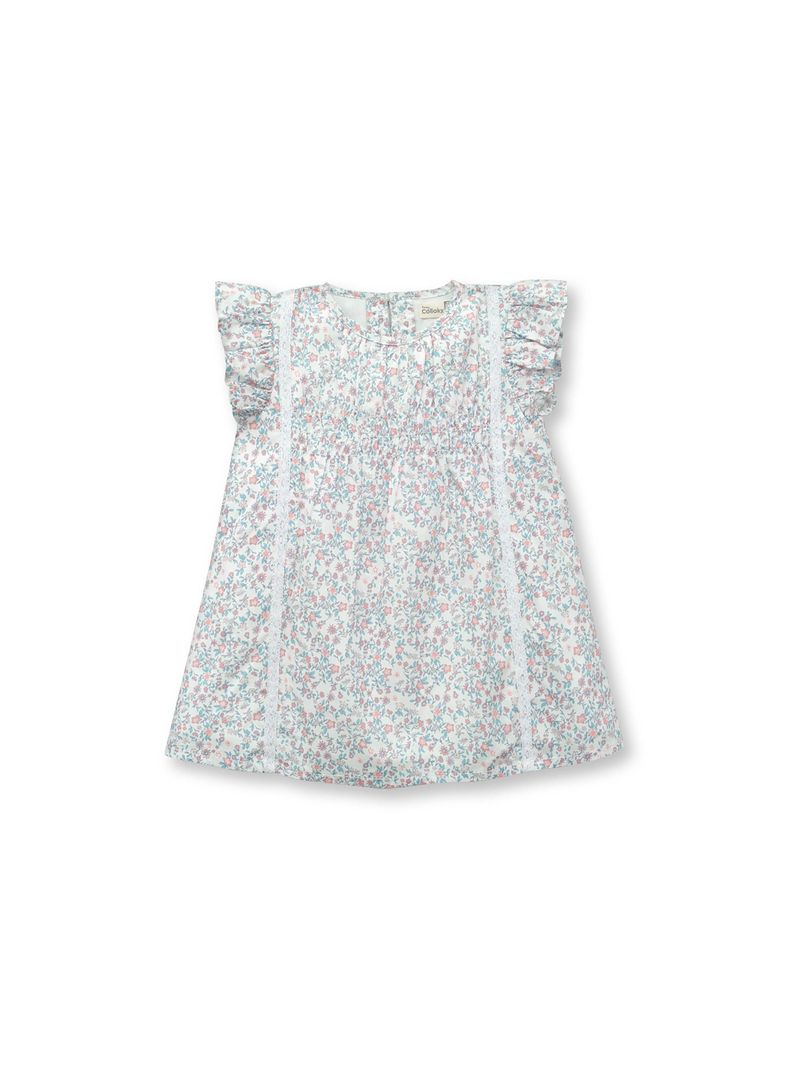 Vestido De Bebé Niña Flores Blanco (3 A 36 Meses) Colloky-0