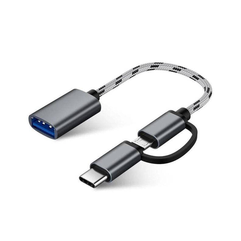 Adaptador Usb Otg Dual (micro Usb Y Typo C) Cuerpo Metalico-0