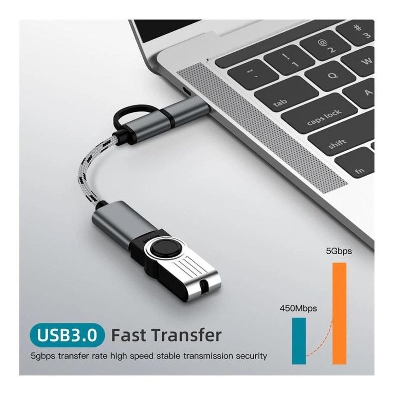 Adaptador Usb Otg Dual (micro Usb Y Typo C) Cuerpo Metalico-2