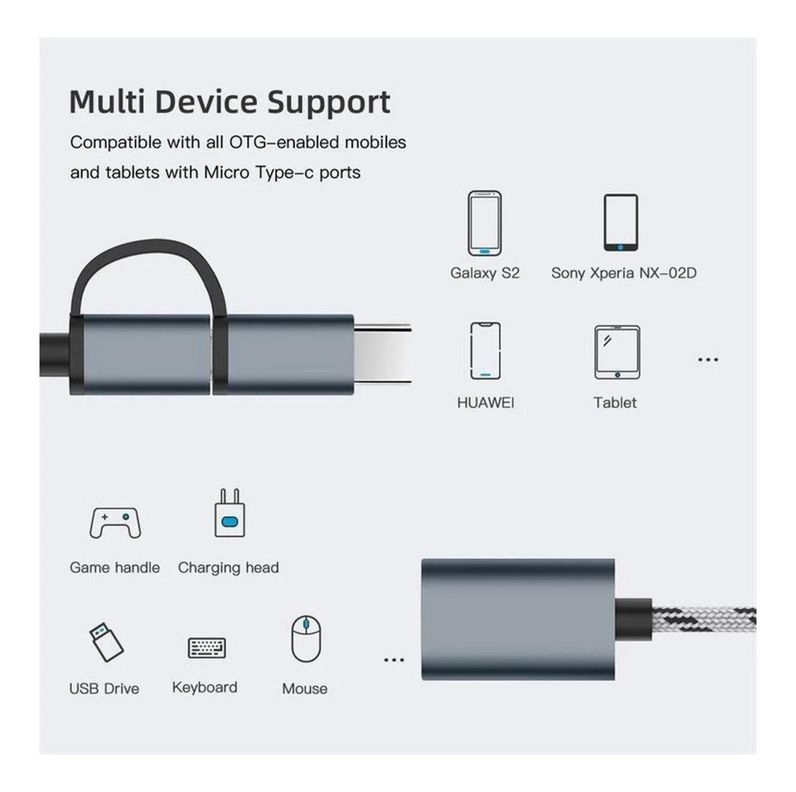 Adaptador Usb Otg Dual (micro Usb Y Typo C) Cuerpo Metalico-3