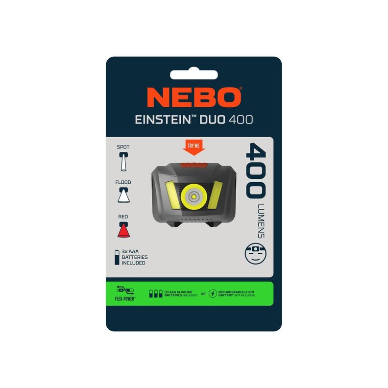 Linterna Frontal Recargable/Pilas NEBO Einstein DUO 400 Lúmenes-4