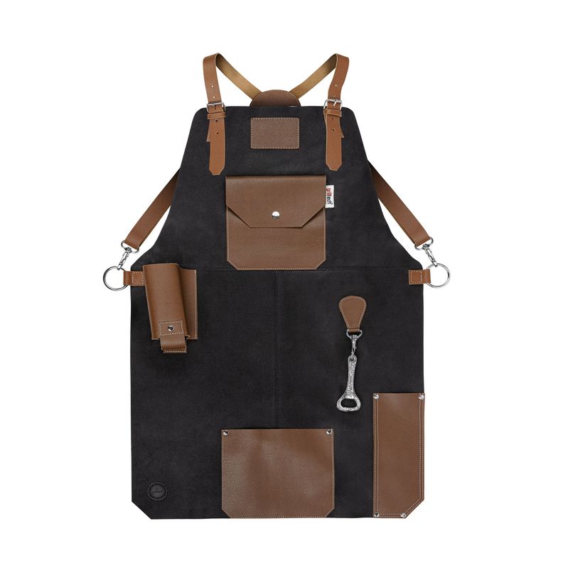 Delantal Pechera Parrillera Master Black Con Accesorios Marrón Liso
