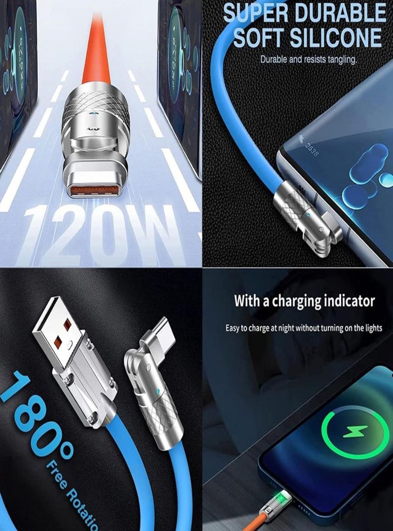 Cable USB C 120W a USB Angulo 180 grados-3