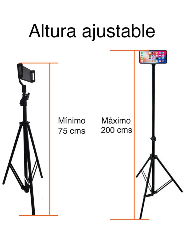 Trípode para celular altura ajustable hasta 200 cms	-4