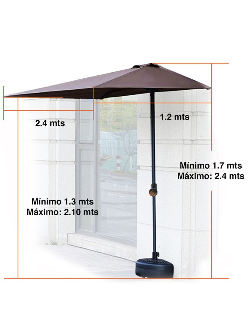 Quitasol rectangular balcón ventana pared 2.4m	-5