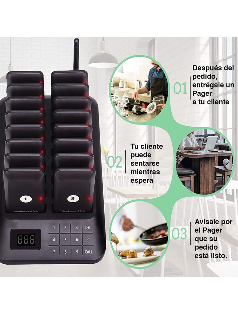 Pager Llamador inalámbrico pedidos restaurants	-4