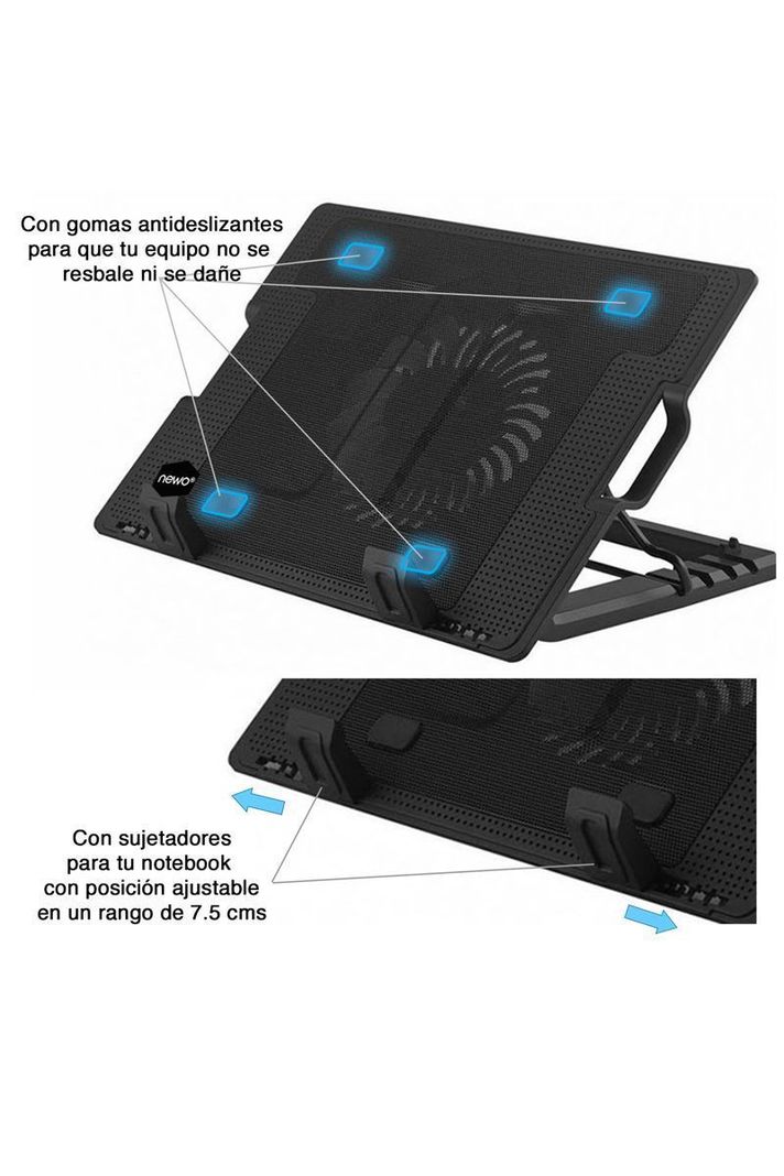 Ventilador notebook con pasacables Newo NW-638B-3