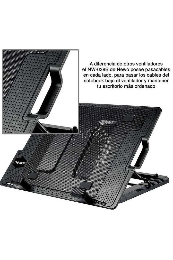 Ventilador notebook con pasacables Newo NW-638B-2