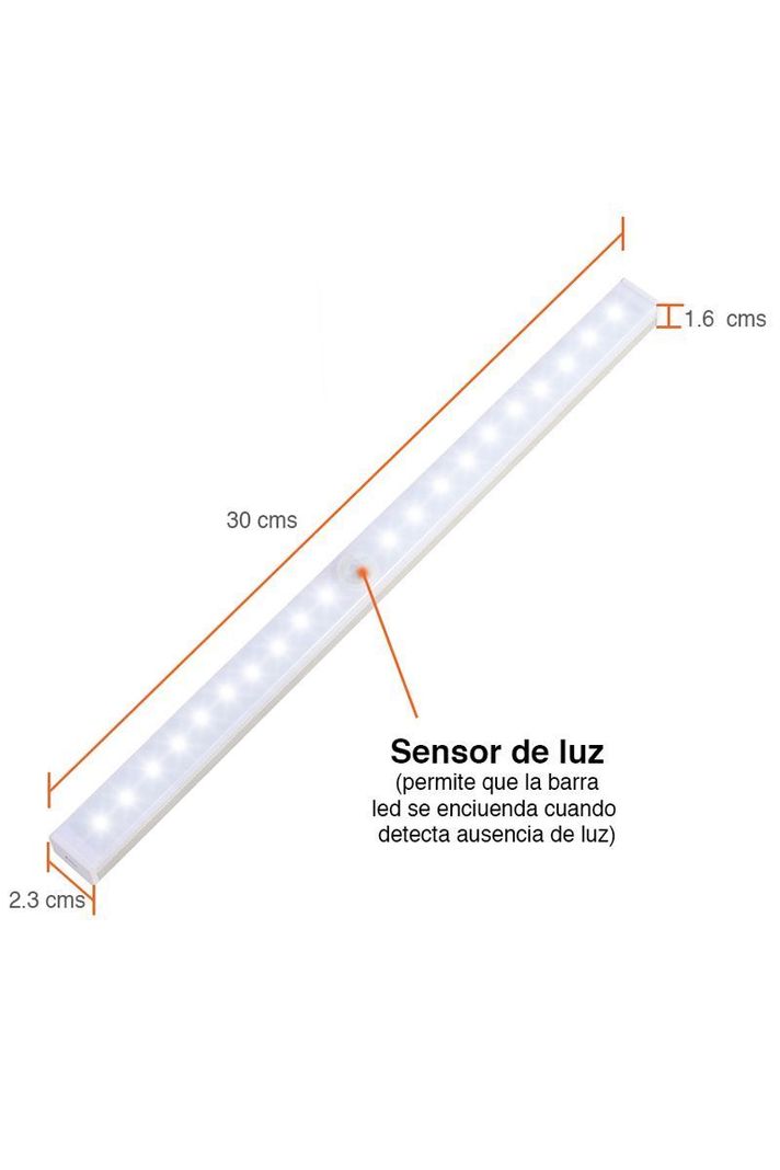 Barra Luz Led con sensor de movimiento 30 cms-1
