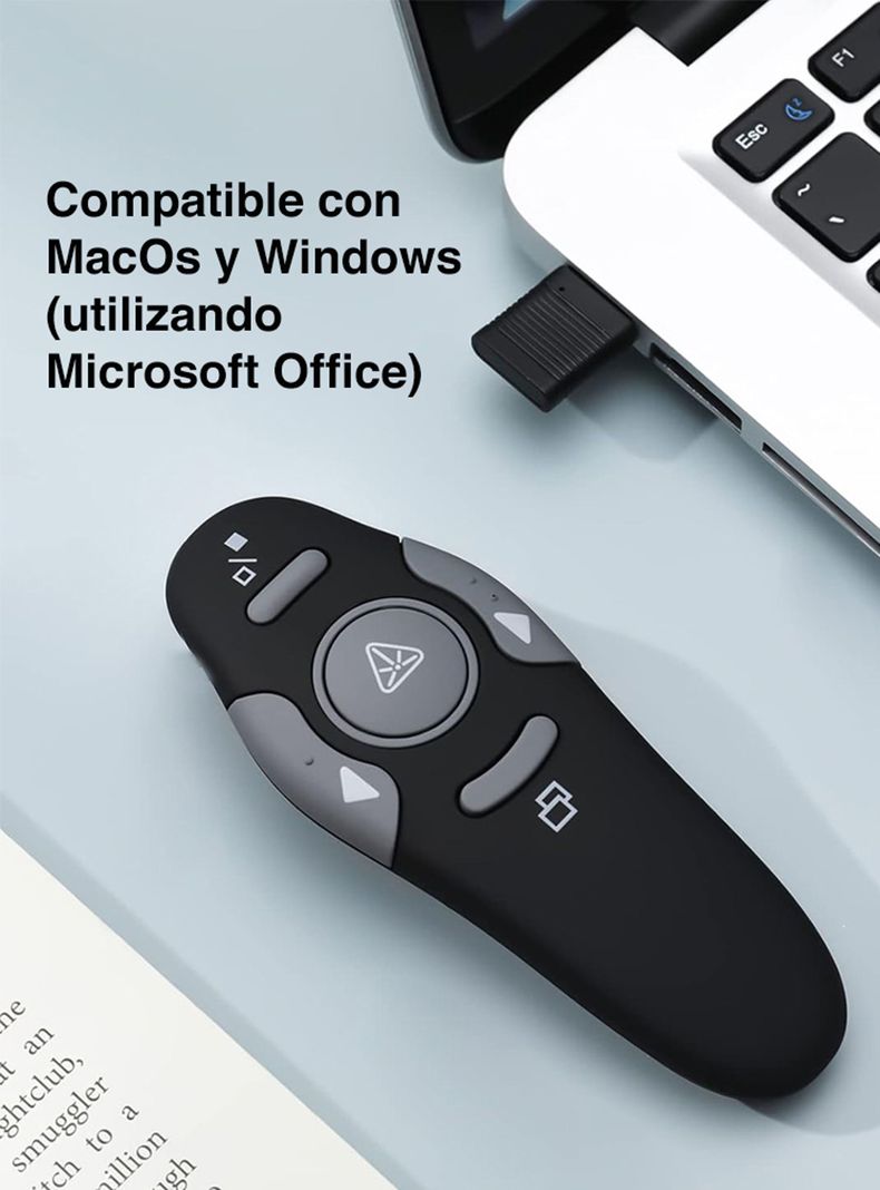 Presentador láser inalámbrico pasador diapositivas Windows y Mac-4