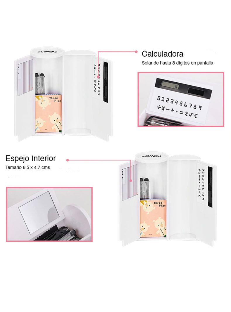 Caja de lápices estuche calculadora y pizarra -3