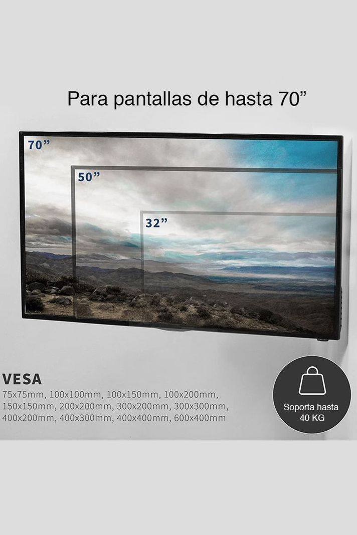 Soporte TV esquinero esquina muro hasta 70"	-3