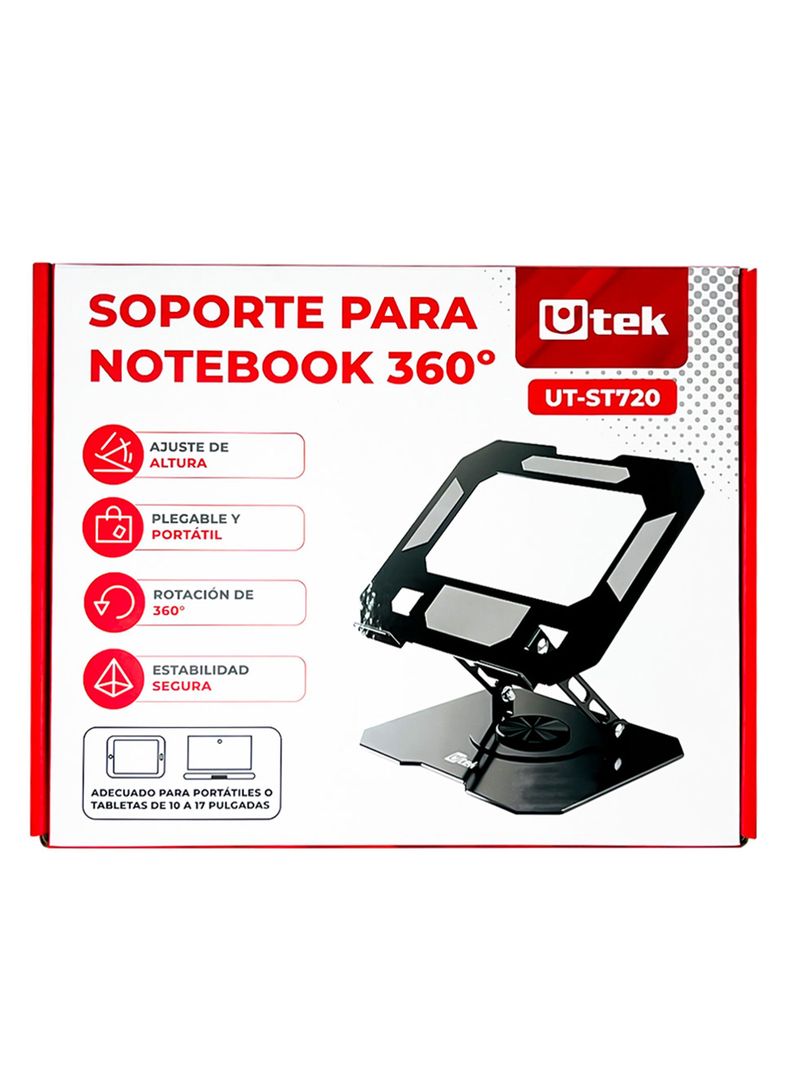 Soporte Notebook Giratorio aluminio negro ajustable 17"	-5