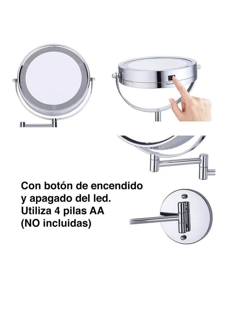 Espejo Led Baño Cosmético con Luz Articulado Abatible-6