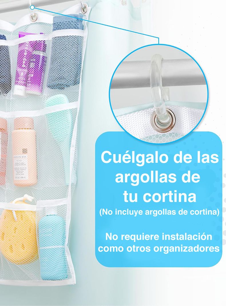 Organizador de ducha colgante cortina baño x 2-1