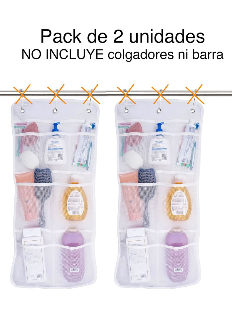 Organizador de ducha colgante cortina baño x 2-2