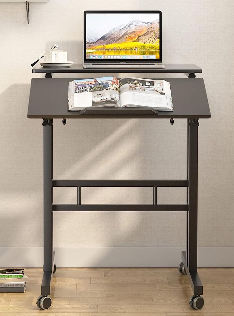Escritorio mesa convertible altura ajustable con ruedas	-4