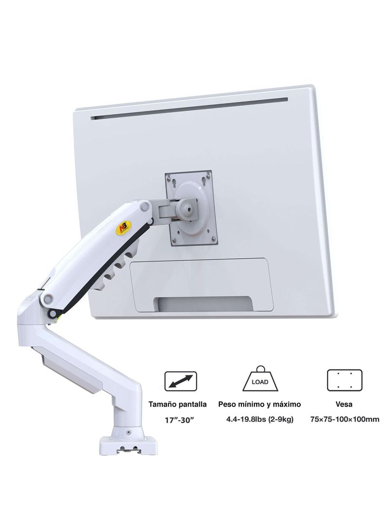 Soporte Monitor Blanco Articulado Giratorio Escritorio	-7