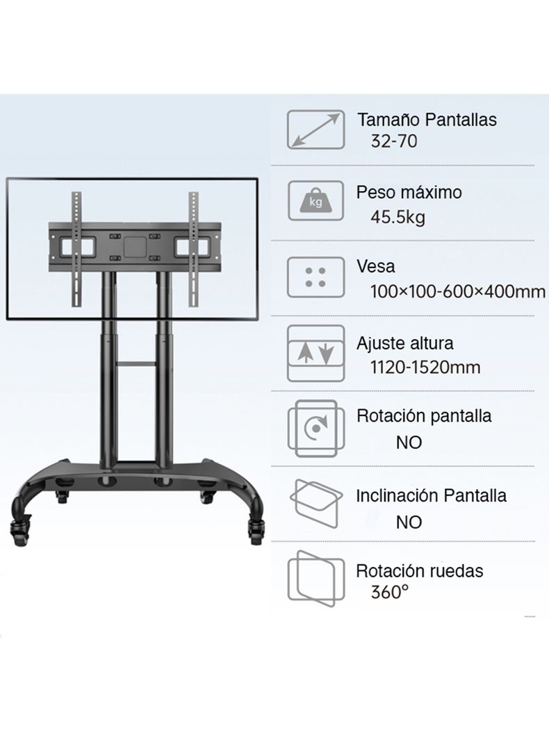 Soporte TV Ruedas pedestal móvil hasta 70 pulgadas-2