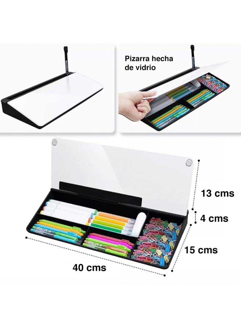 Pizarra de vidrio Escritorio con organizador -4