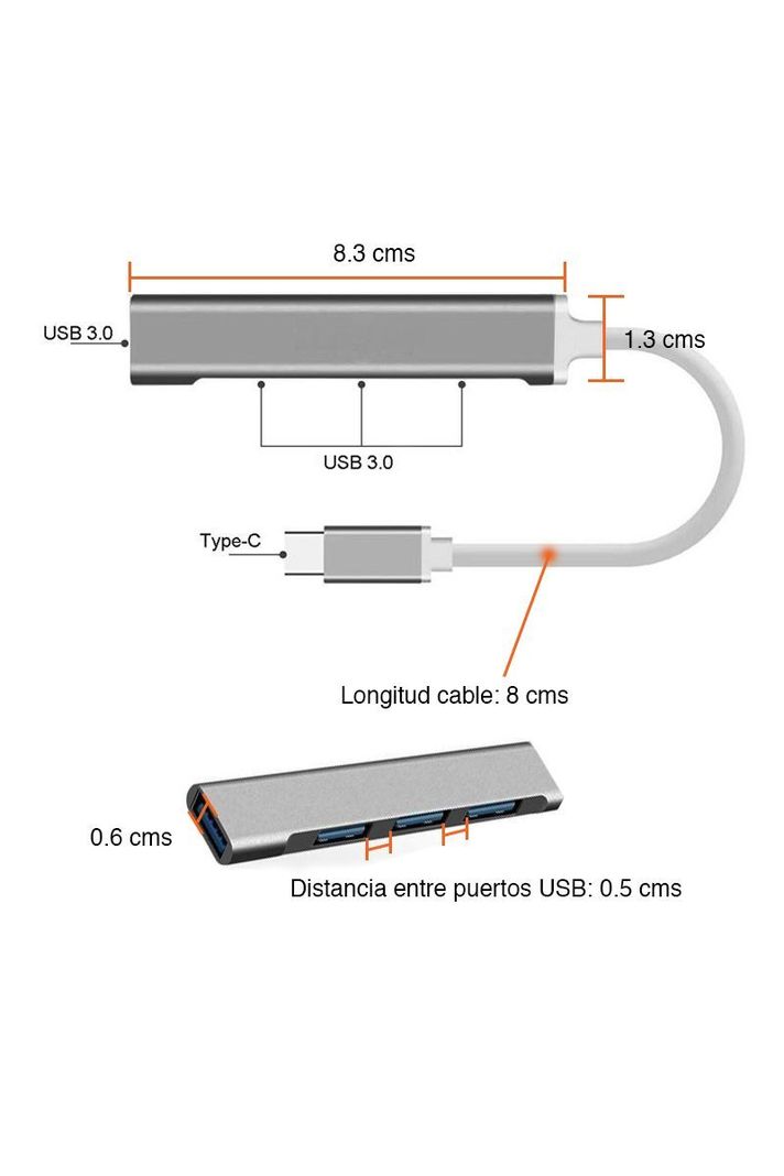 Hub USB-C con 4 puertos USB 3.0 Macbook C-809-2