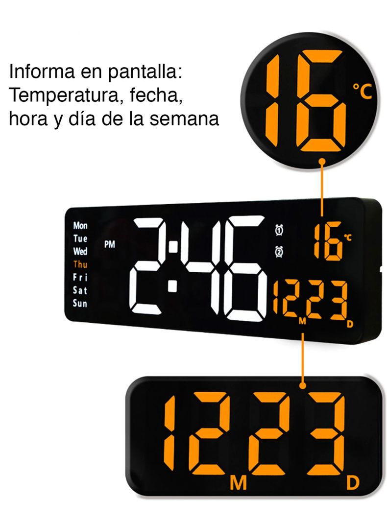 Reloj digital pared grande con temporizador y temperatura-2