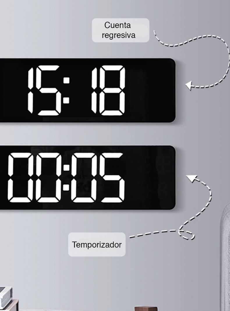 Reloj digital pared grande con temporizador y temperatura-4