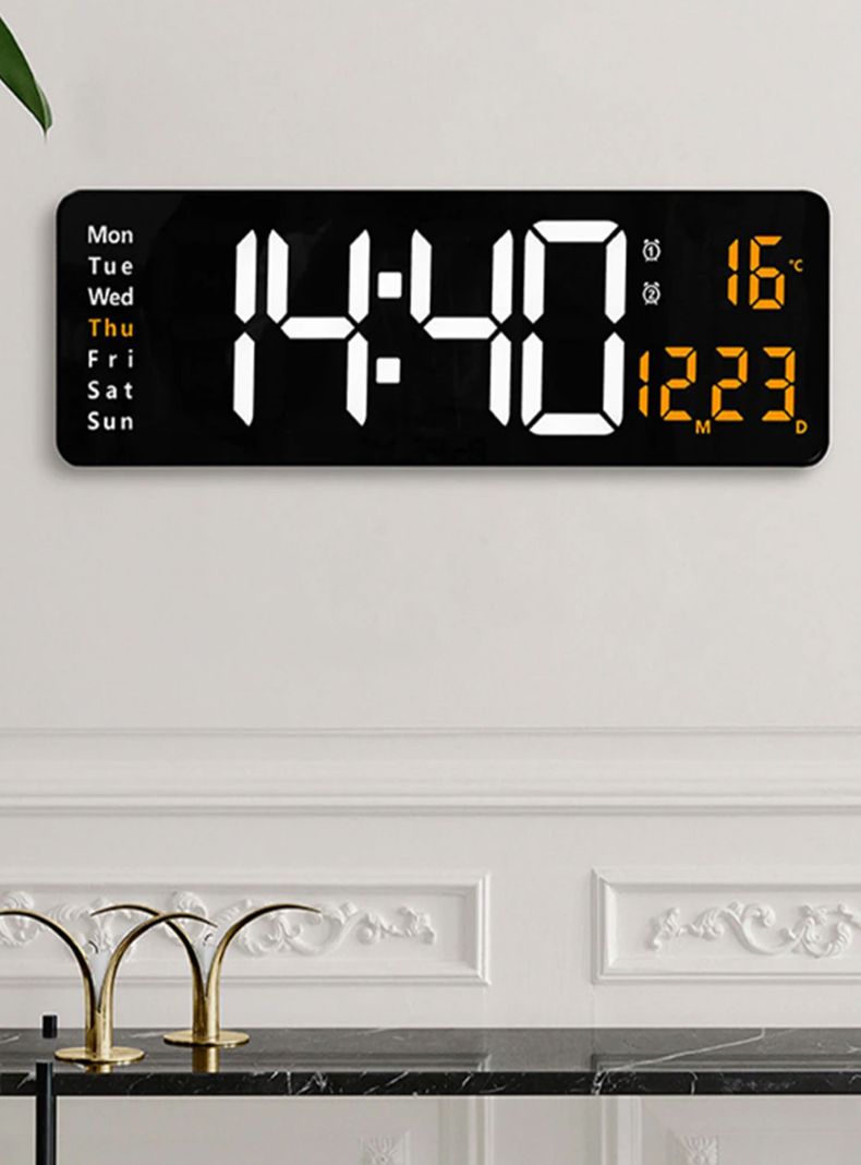Reloj digital pared grande con temporizador y temperatura-5