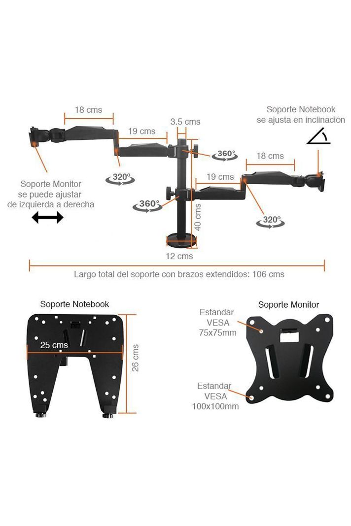 Soporte Monitor y Notebook brazo escritorio B49-3